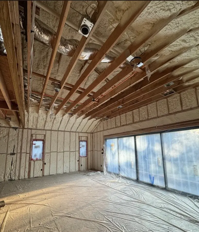 Interior walls and ceiling insulated with spray foam during new construction in Casa Grande